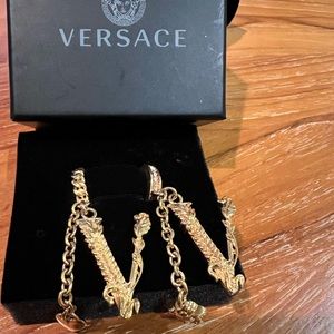 Medusa Drop Chain Charm Earrings